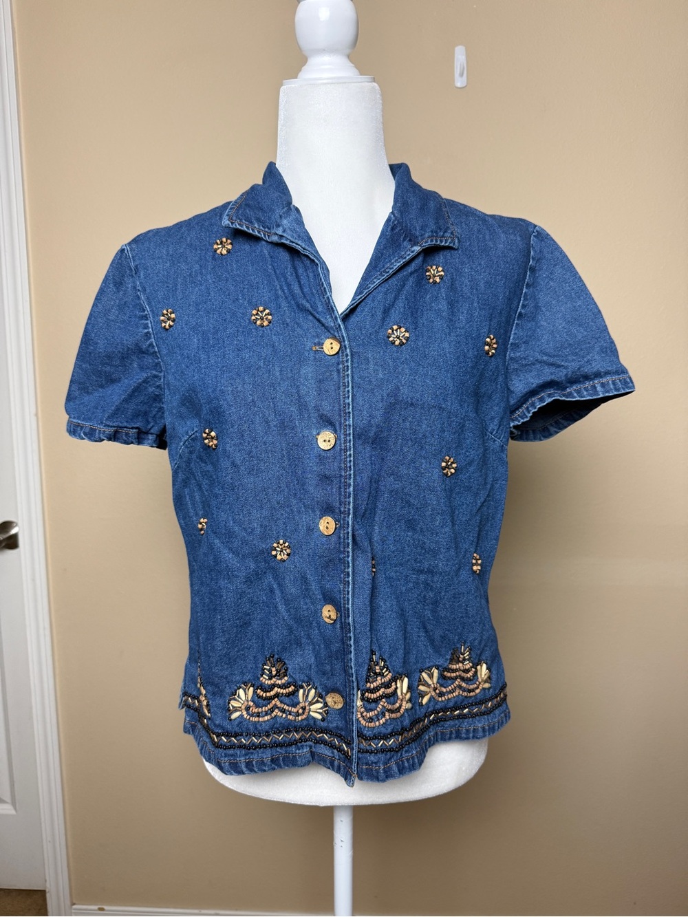 Dressbarn Vintage Beaded Shirt Size 12P